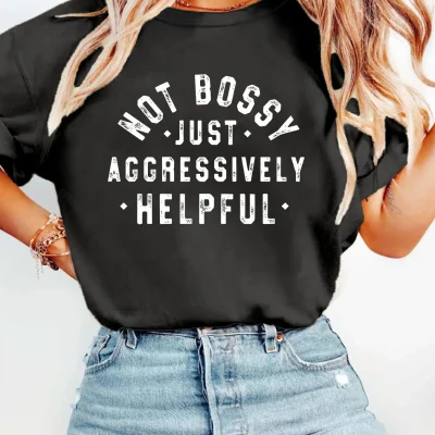 "Not Bossy" Graphic Tee - Short Sleeve Crew Neck