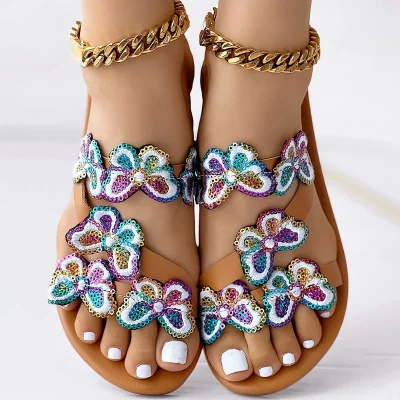 Butterfly Lace Flat Sandals