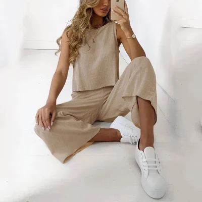Sleeveless Wide Leg Comfortable Two Piece